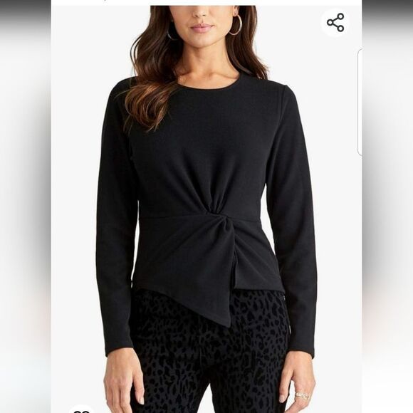 RACHEL Rachel Roy xs long sleeve nwt black macys business casual top knot front - Picture 12 of 14